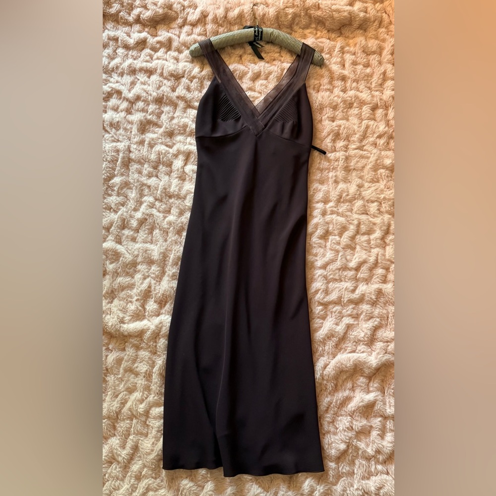 Emporio Armani Silk Eggplant Purple Slip Midi Dress